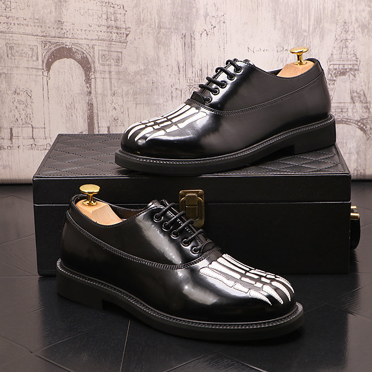 Men’s Thick Sole Leather Lace-Up Shoes: Round Toe Comfort
