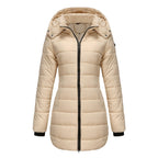 Women’s Quilted Mid-Length Coat, Slim Fit Warm Down Cotton Jacket for Winter
