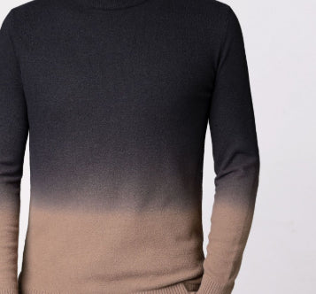 Men’s Gradient Slim-Fit Sweater: Thick Warm Pullover Knit Top