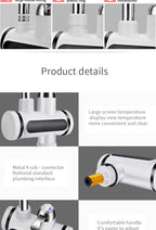 Electric Hot Water Faucet with Digital Temperature Display: Instant Kitchen Heater Tap