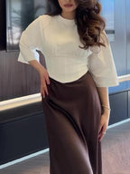 Women’s Solid Color Short-Sleeve Cropped Top
