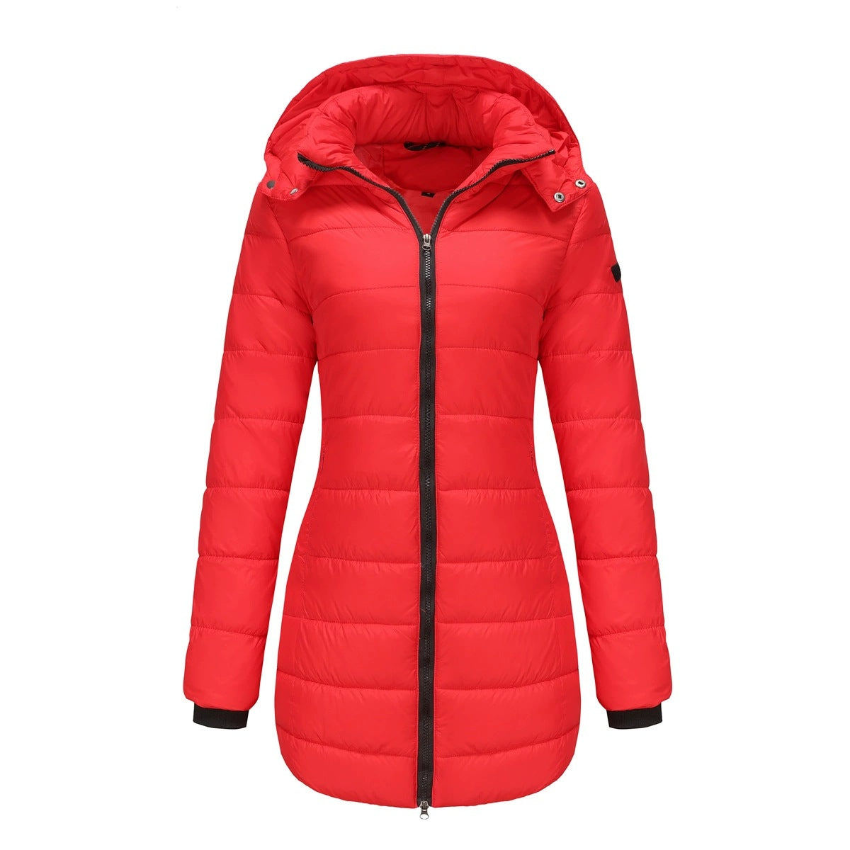 Women’s Quilted Mid-Length Coat, Slim Fit Warm Down Cotton Jacket for Winter