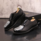 Men’s Thick Sole Leather Lace-Up Shoes: Round Toe Comfort