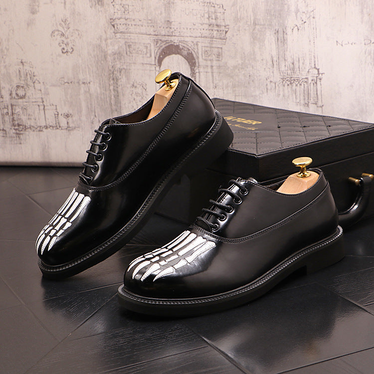 Men’s Thick Sole Leather Lace-Up Shoes: Round Toe Comfort