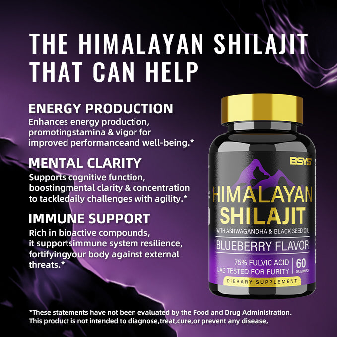 60 Counts BSYS SHILAJIT GUMMIES for Energy