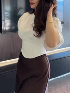 Women’s Solid Color Short-Sleeve Cropped Top