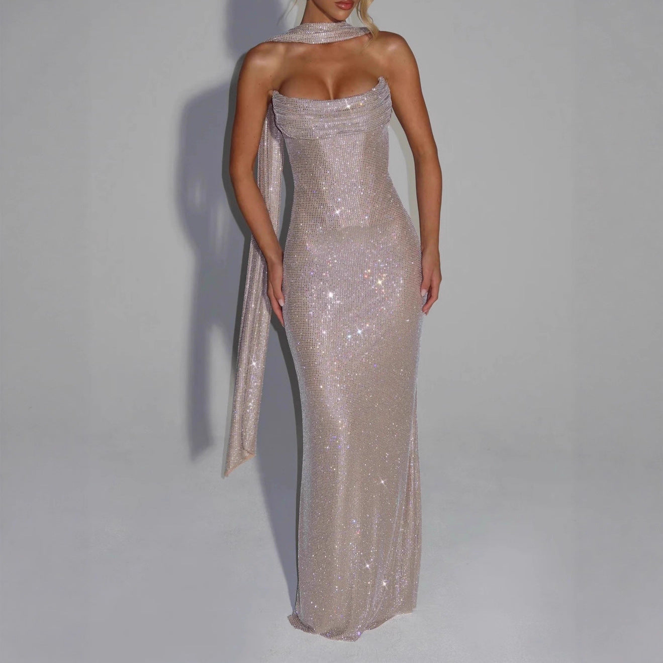 Women’s Long Sequin Dress: Sparkly Spring Evening & Party Maxi Gown