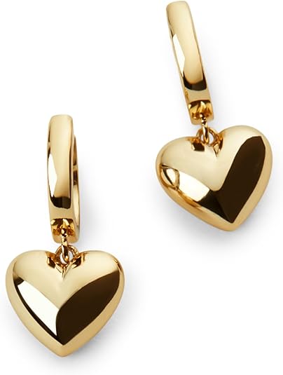 Ana Luisa Puffed Heart Earrings – Gold & Silver
