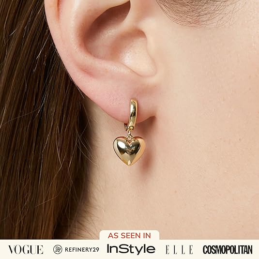 Ana Luisa Puffed Heart Earrings – Gold & Silver
