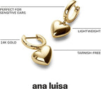Ana Luisa Puffed Heart Earrings – Gold & Silver