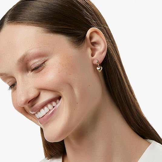 Ana Luisa Puffed Heart Earrings – Gold & Silver