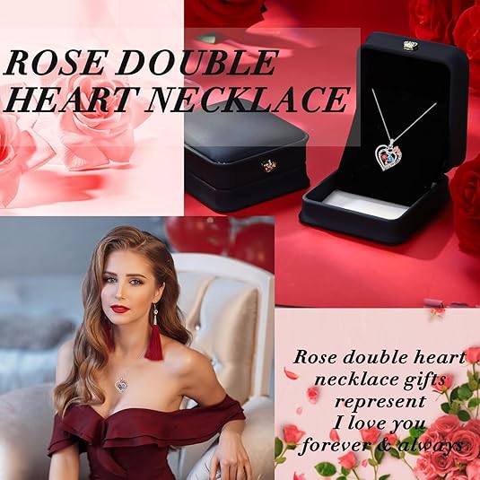 Double Birthstone Necklace, 925 Sterling Silver – Romantic Jewelry Gift for Wife or Girlfriend