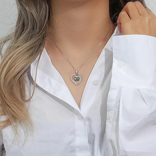 Double Birthstone Necklace, 925 Sterling Silver – Romantic Jewelry Gift for Wife or Girlfriend