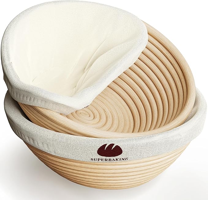 Superbaking 9" Banneton Proofing Baskets with Liners