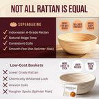 Superbaking 9" Banneton Proofing Baskets with Liners