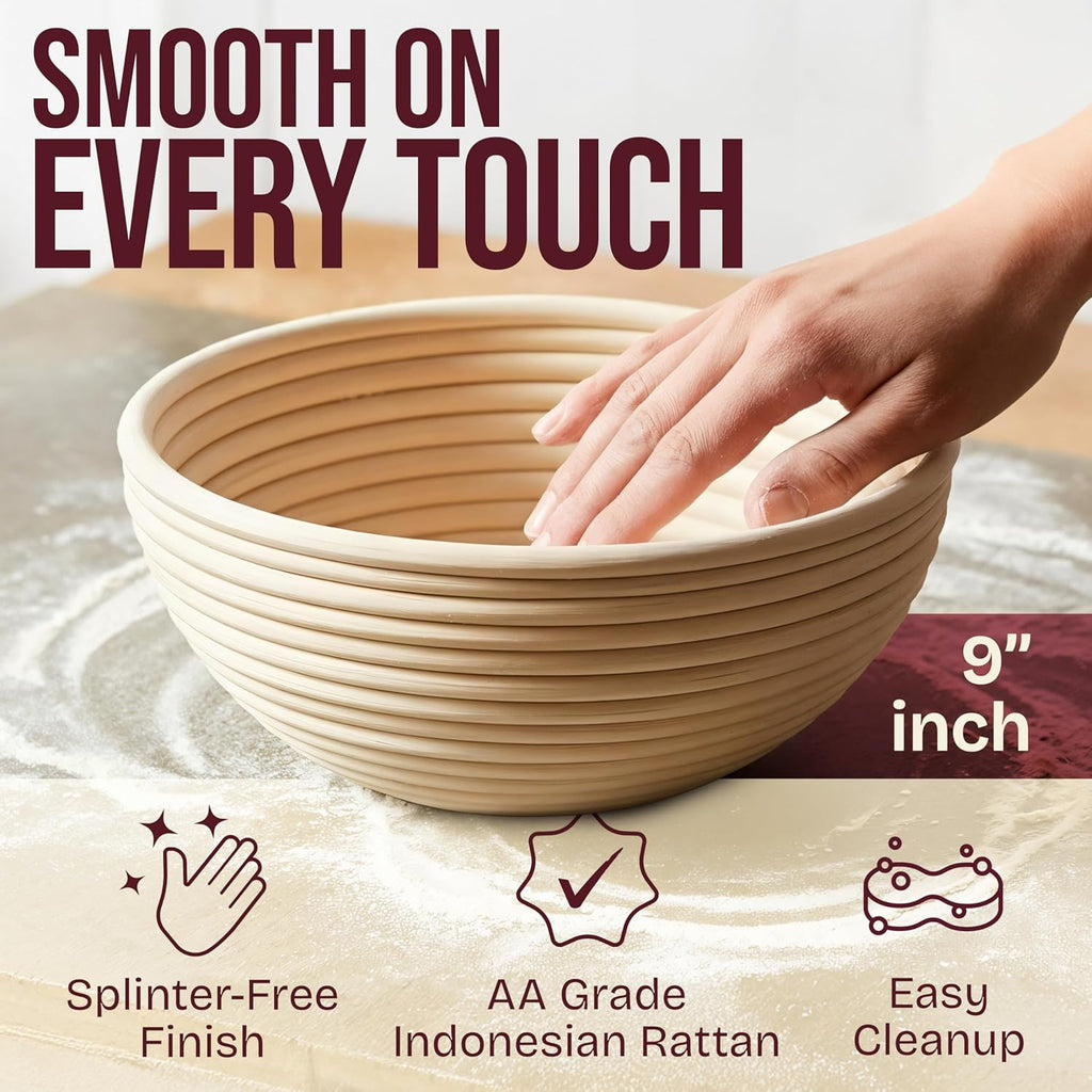 Superbaking 9" Banneton Proofing Baskets with Liners