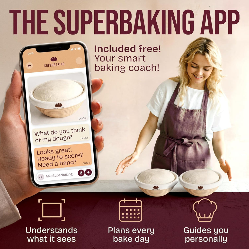 Superbaking 9" Banneton Proofing Baskets with Liners