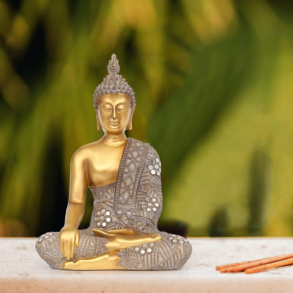 Gold Buddha Statue for Home Décor (10.4”)