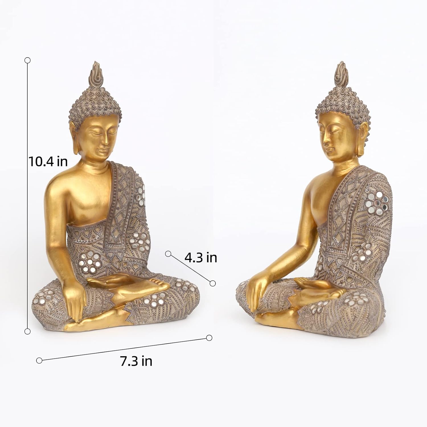 Gold Buddha Statue for Home Décor (10.4”)