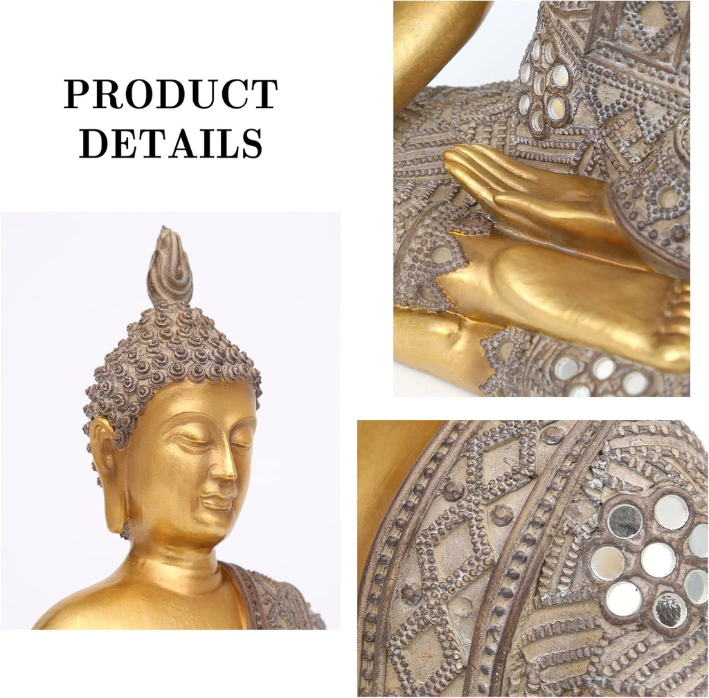 Gold Buddha Statue for Home Décor (10.4”)