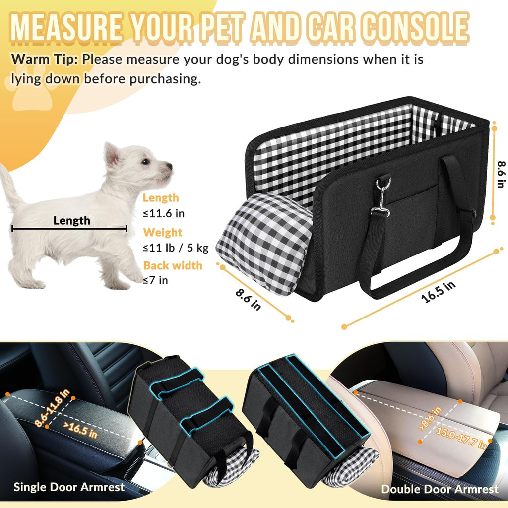 SlowTon Small Dog Car Booster Seat (Up to 11 lbs)