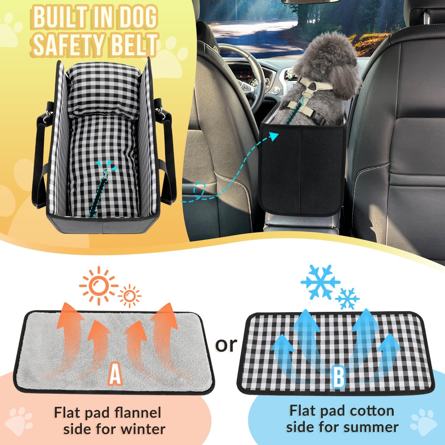 SlowTon Small Dog Car Booster Seat (Up to 11 lbs)