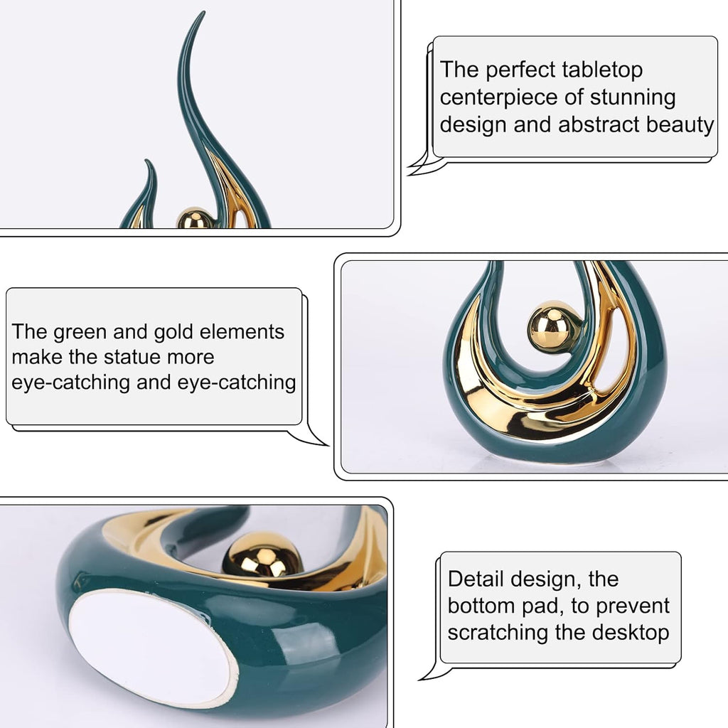 LCCCK Modern Abstract Ceramic Statues (2-Pack, White & Gold)