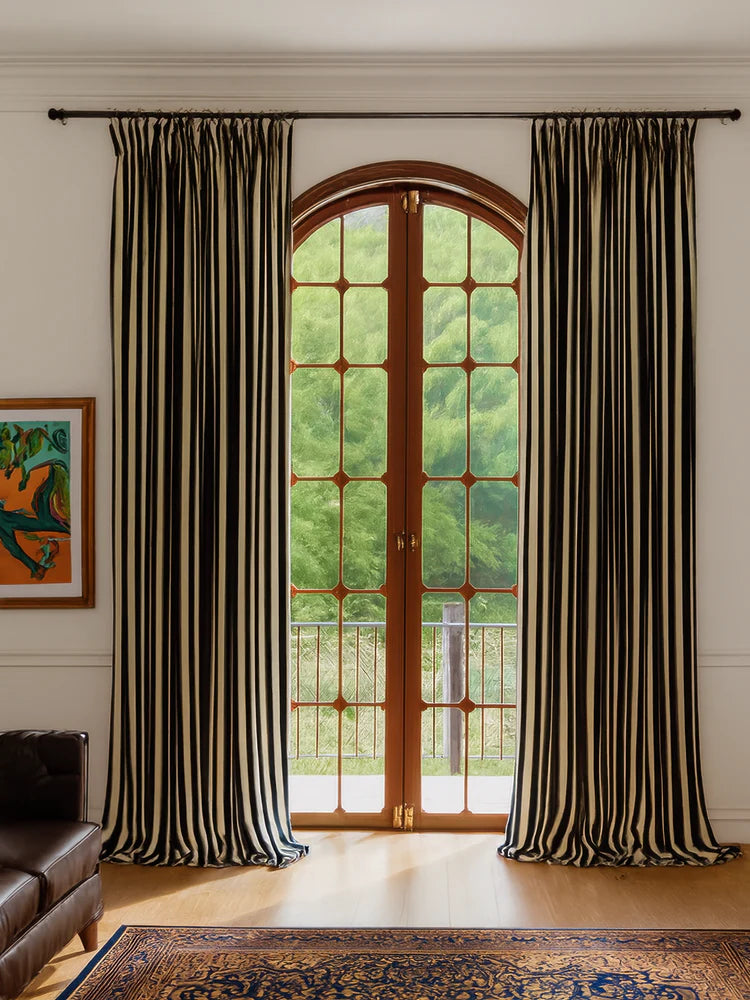 Liam Striped Linen-Blend Custom Curtains