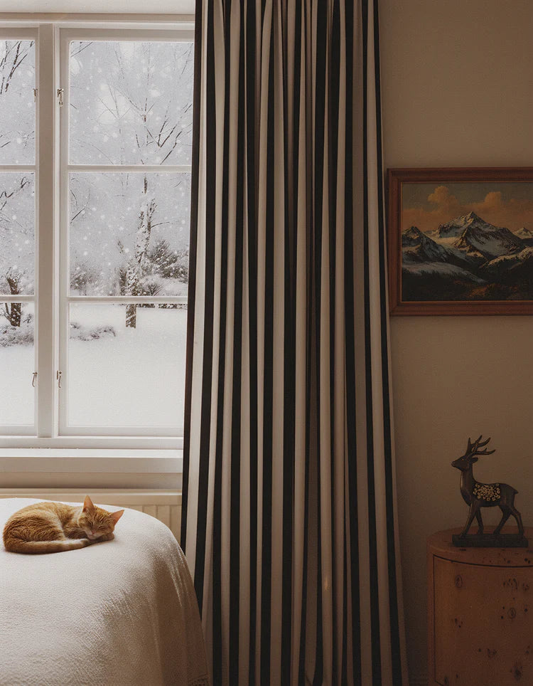 Liam Striped Linen-Blend Custom Curtains