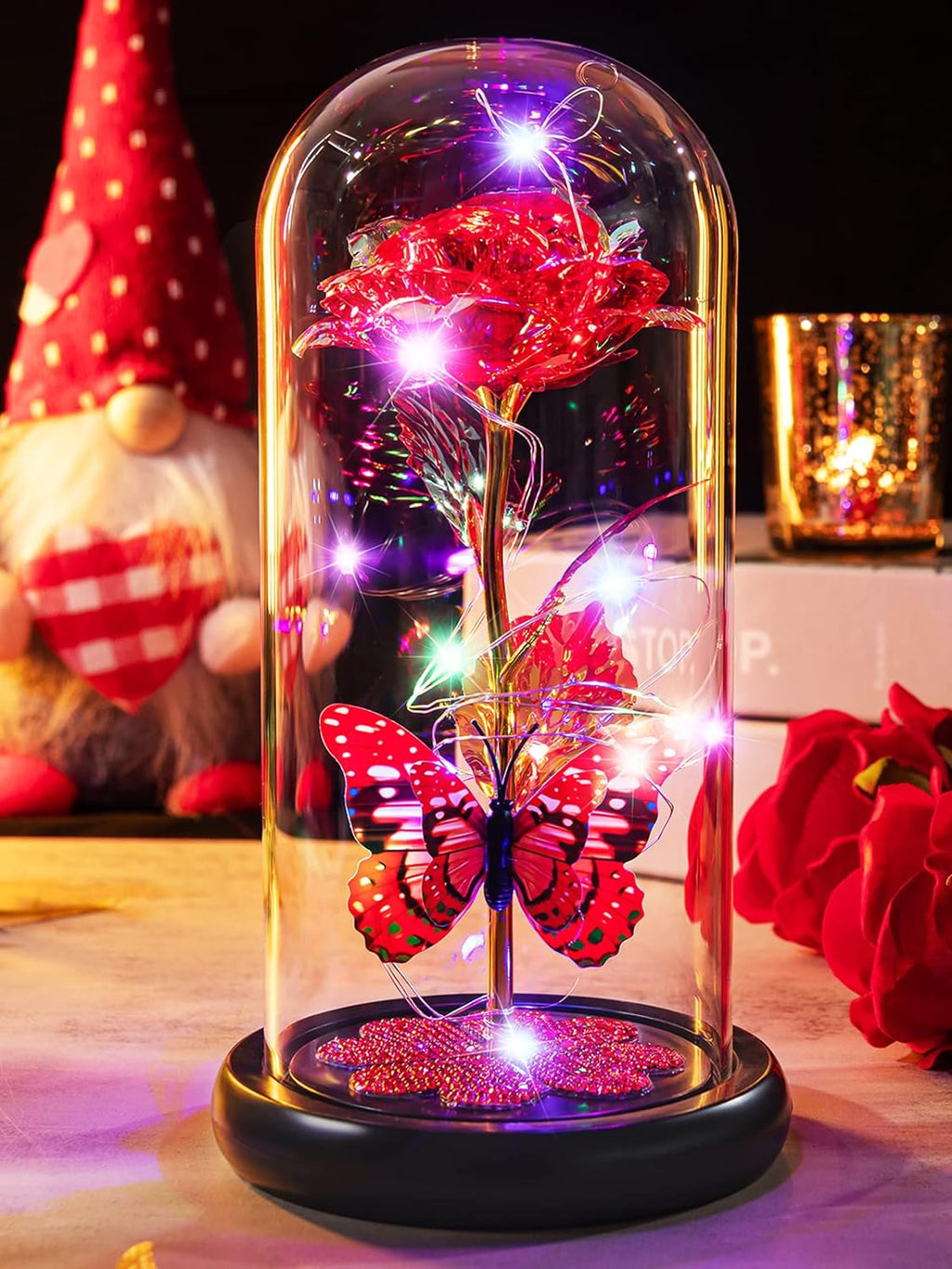 Forever Crystal Rose in Dome (Romantic Gift for Women)