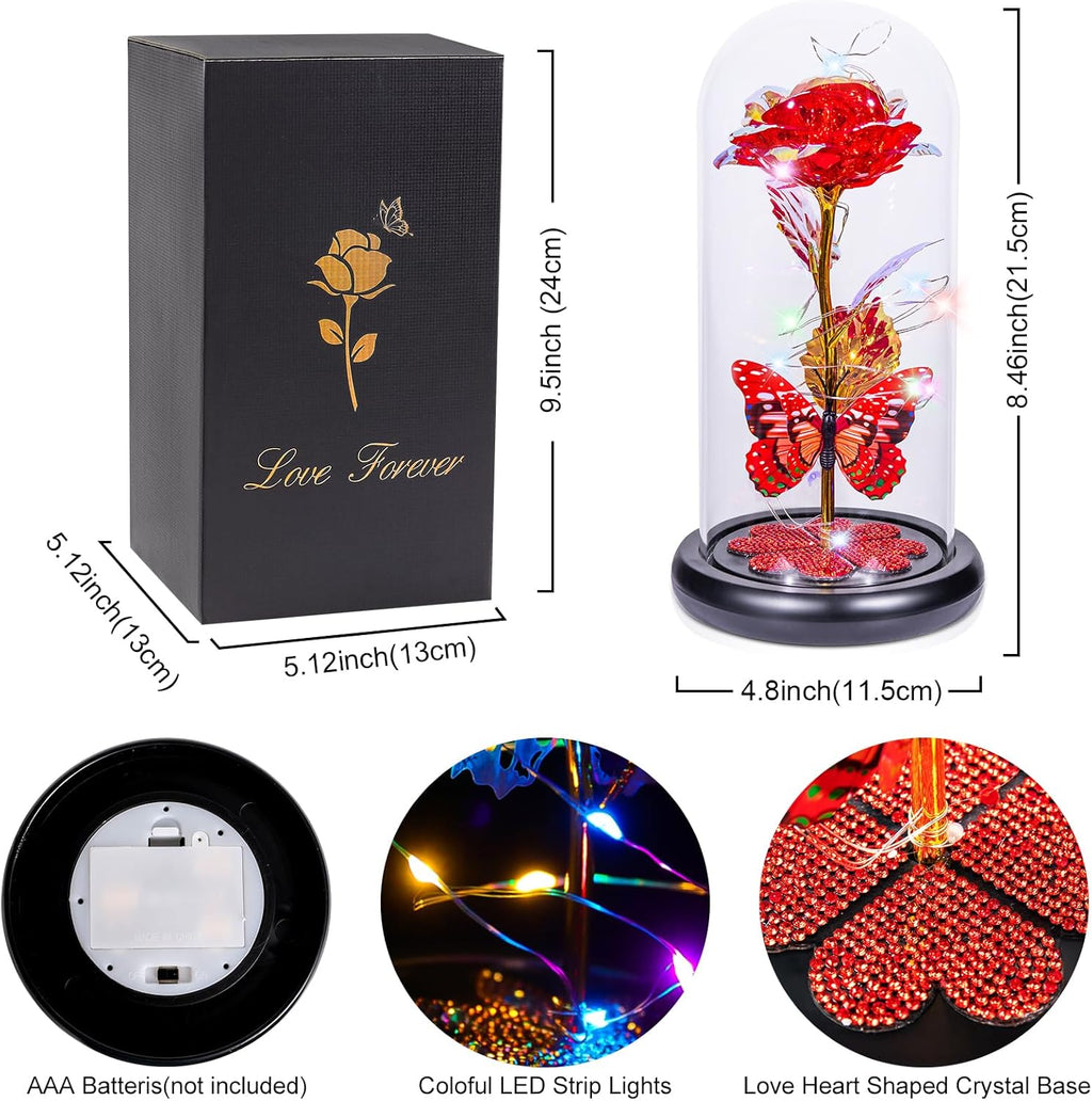 Forever Crystal Rose in Dome (Romantic Gift for Women)