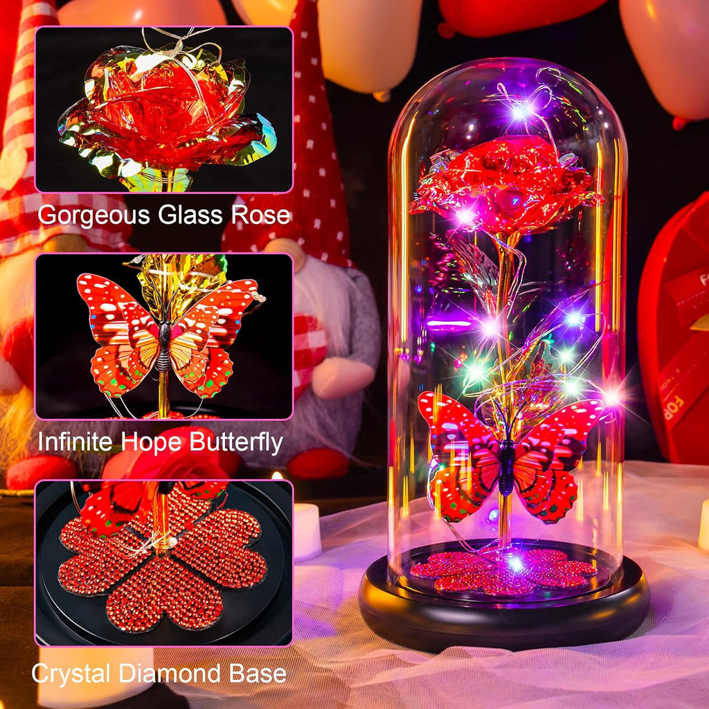 Forever Crystal Rose in Dome (Romantic Gift for Women)