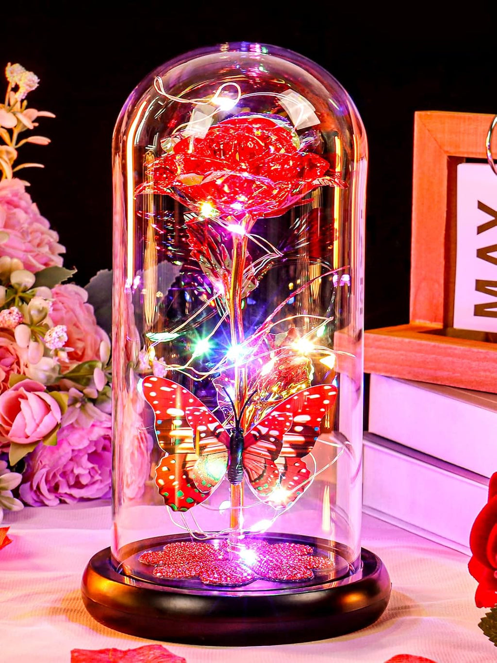 Forever Crystal Rose in Dome (Romantic Gift for Women)