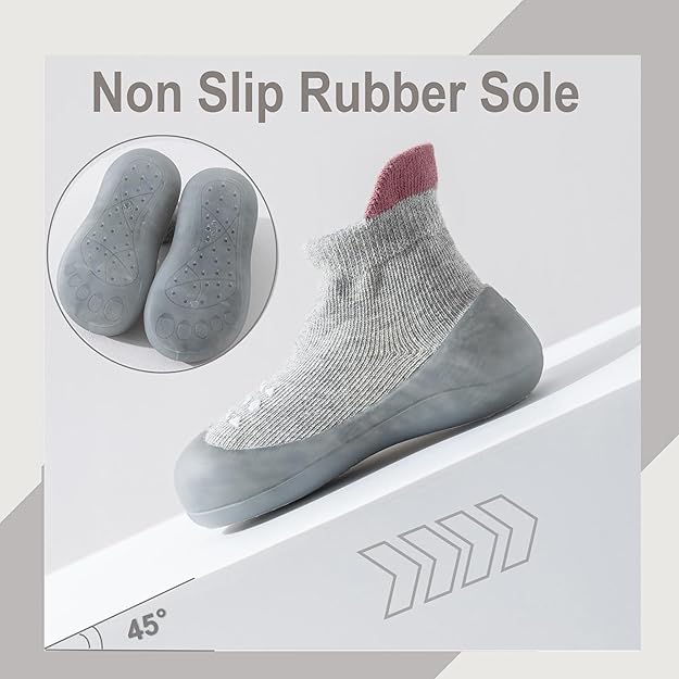Toddler Walking Sock Shoes with Rubber Sole