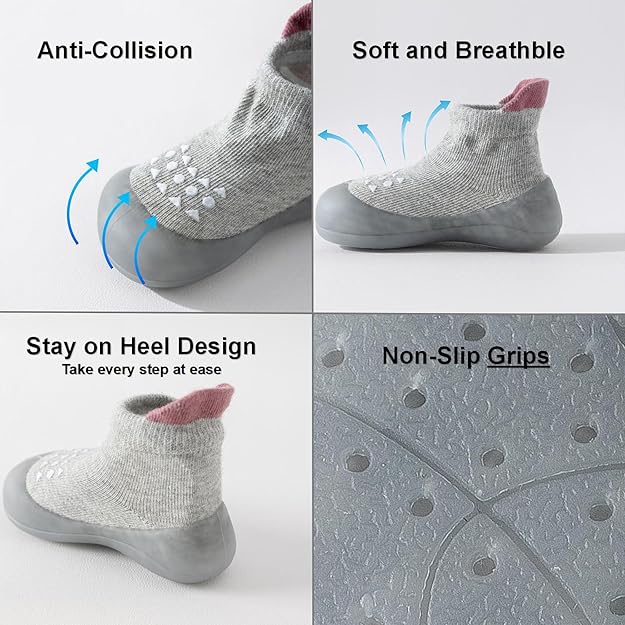 Toddler Walking Sock Shoes with Rubber Sole
