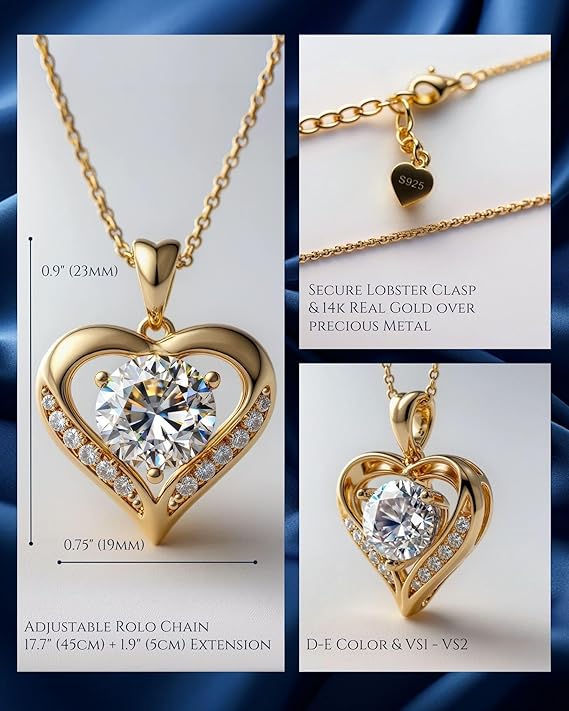 Gold Moissanite Necklace (Timeless Luxury Shine)