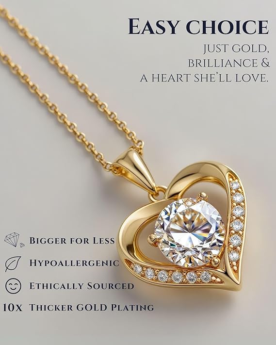 Gold Moissanite Necklace (Timeless Luxury Shine)
