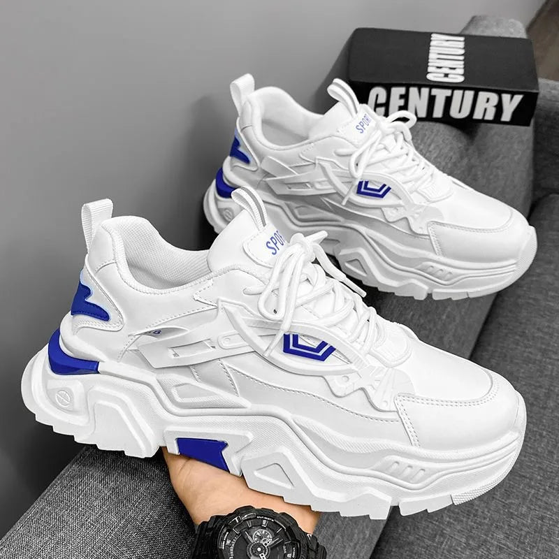 Newest Breathable Small White Loafers Trendy Thick Soled Casual Elevated Men's Mesh Sports Running Dad Shoes