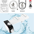 Bidet Toilet Seat Attachment Non-Electric Self-Cleaning Dual Nozzles Wash Hot Cold Mixer Water