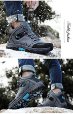 Brand Men Winter Snow Boots Waterproof Leather Sneakers Super  Warm Men's Boots Outdoor Male Hiking Boots Work Shoes Size 39-47