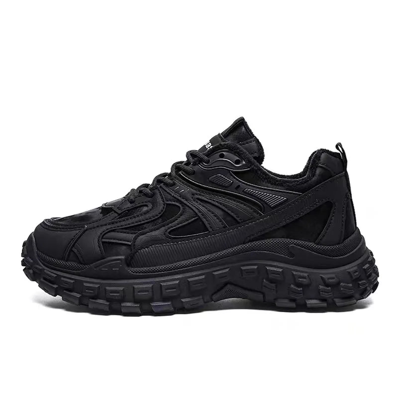 Men's New Black Sports Casual Work Shoes, Breathable, Solid Color, Waterproof, Non-slip, Wear-resistant Safety Shoes