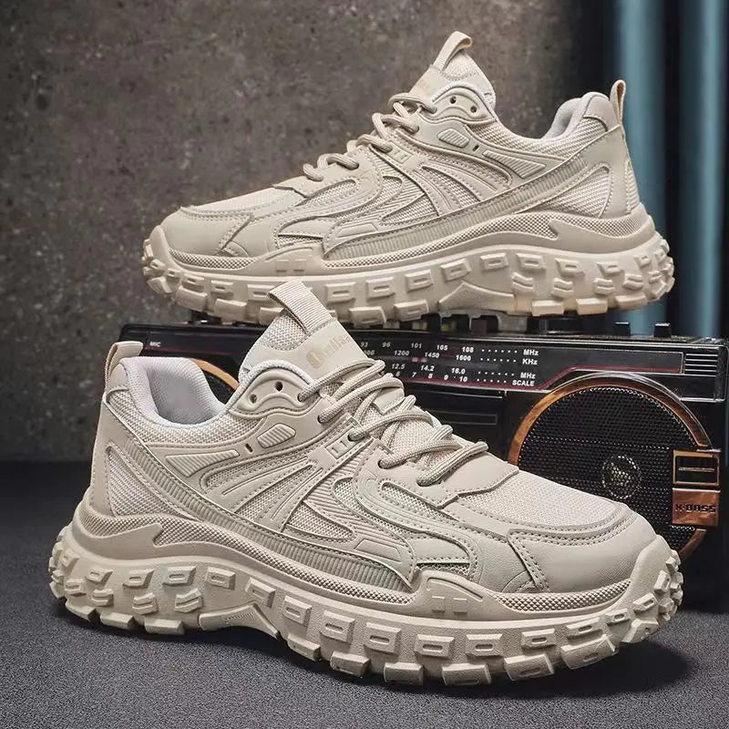 Men's New Black Sports Casual Work Shoes, Breathable, Solid Color, Waterproof, Non-slip, Wear-resistant Safety Shoes