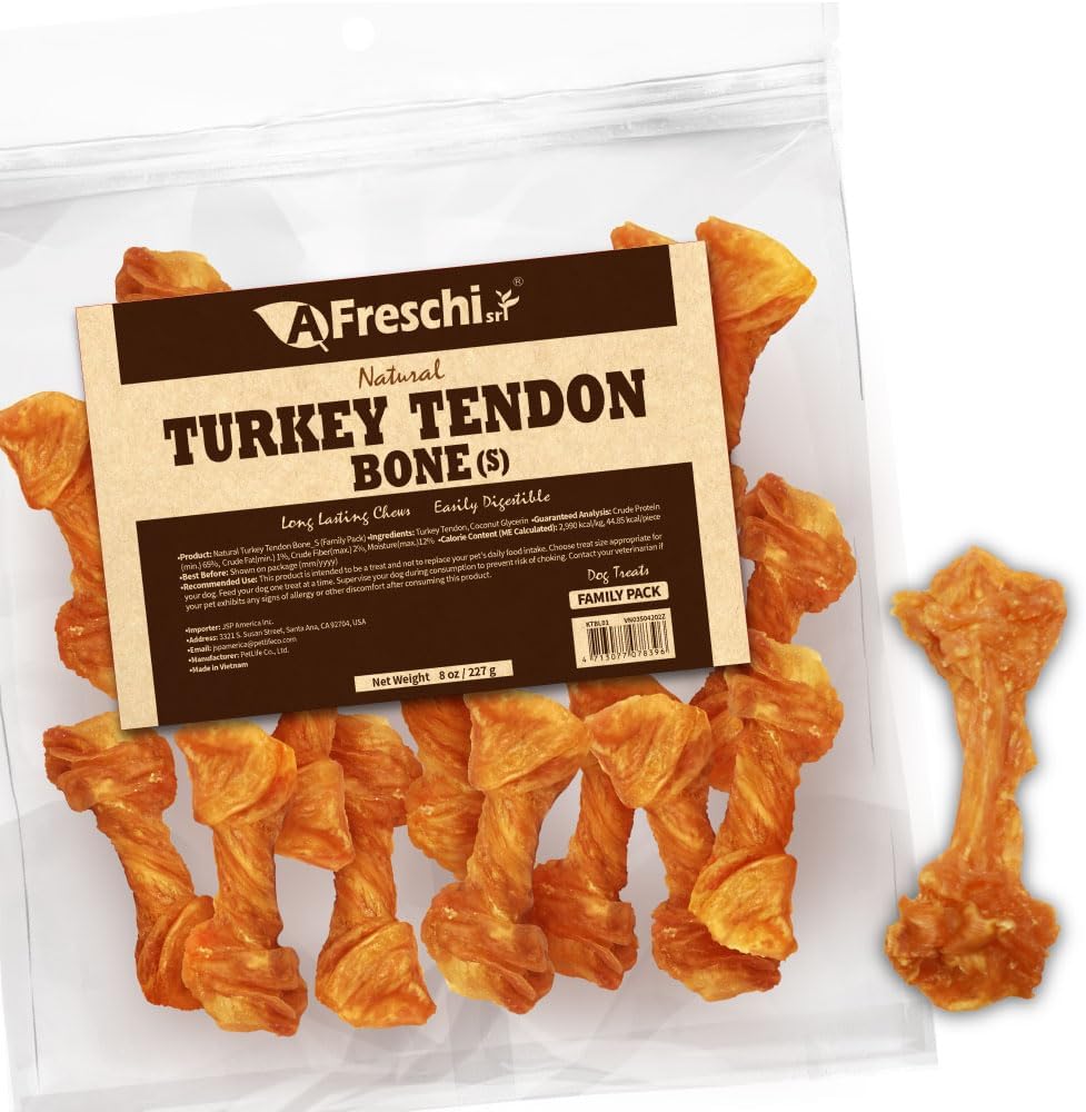 A Freschi Turkey Tendon Dog Treats – Rawhide-Free, 8 oz