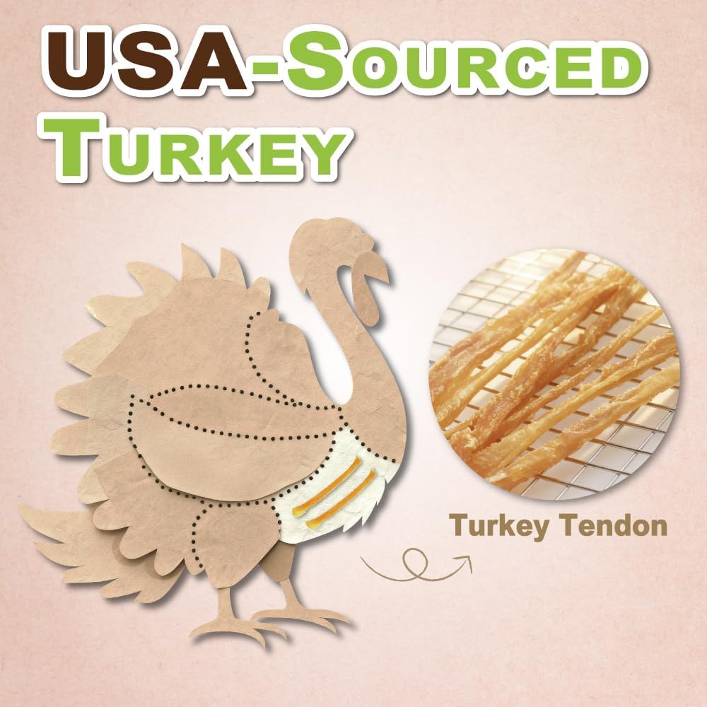 A Freschi Turkey Tendon Dog Treats – Rawhide-Free, 8 oz