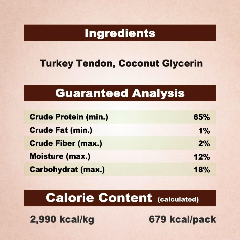 A Freschi Turkey Tendon Dog Treats – Rawhide-Free, 8 oz