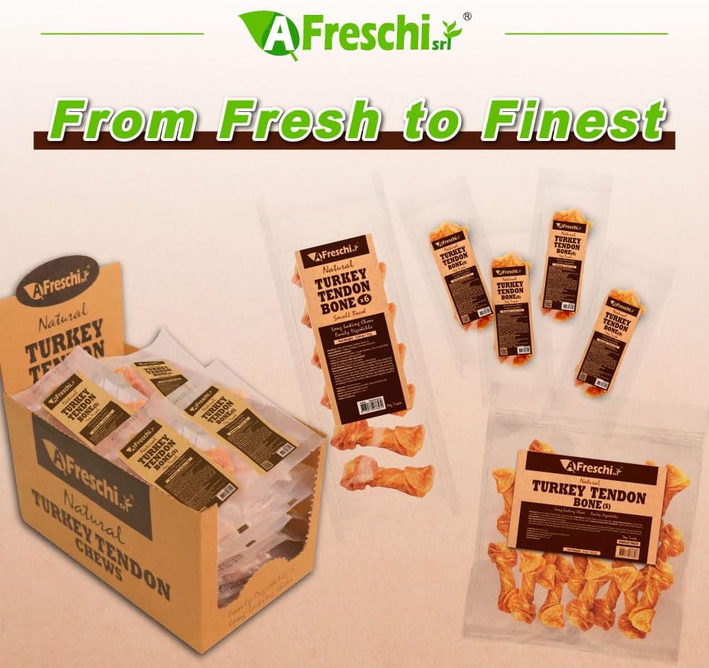 A Freschi Turkey Tendon Dog Treats – Rawhide-Free, 8 oz