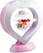 Levitating Pink Rose Lamp – LED Night Light with Bluetooth Speaker, 360° Rotating Forever Flower Gift