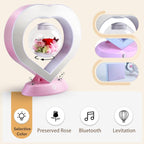 Levitating Pink Rose Lamp – LED Night Light with Bluetooth Speaker, 360° Rotating Forever Flower Gift