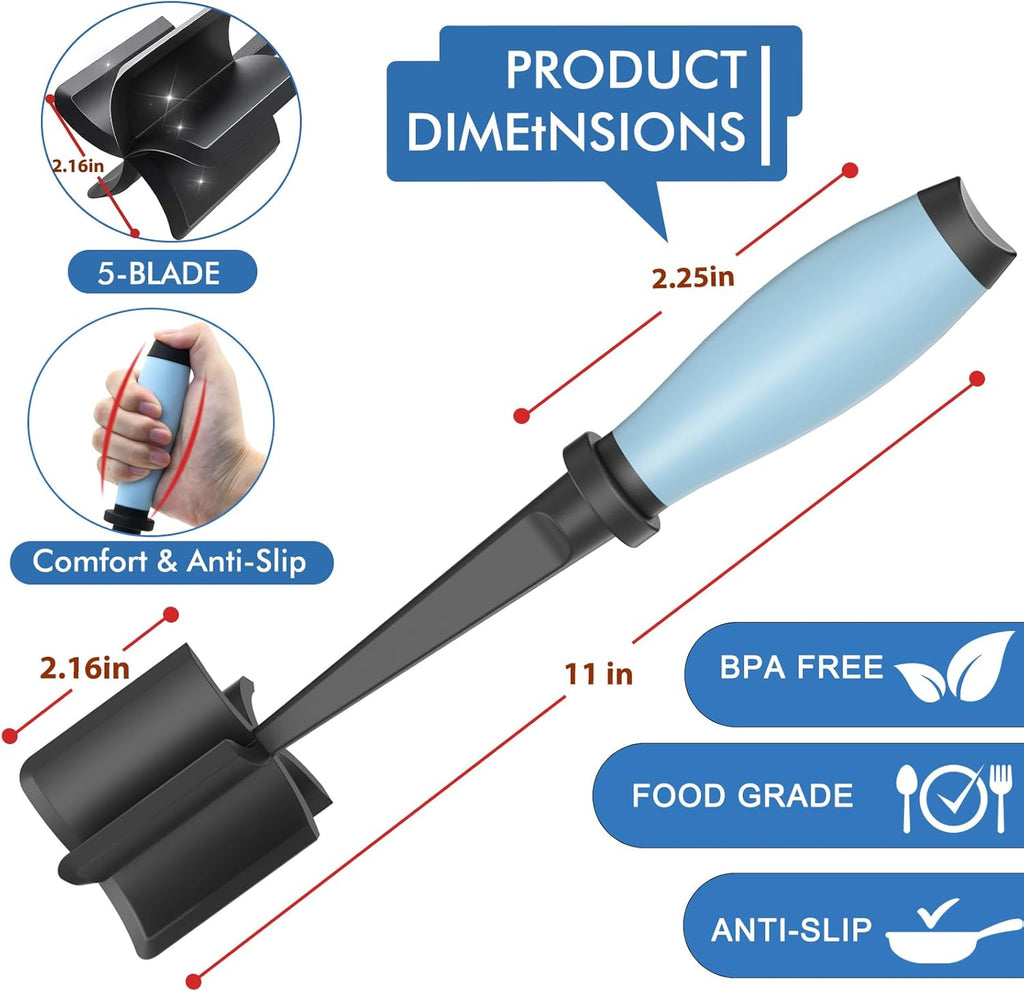 Heat-Resistant Nylon Meat Chopper & Masher (Aqua)