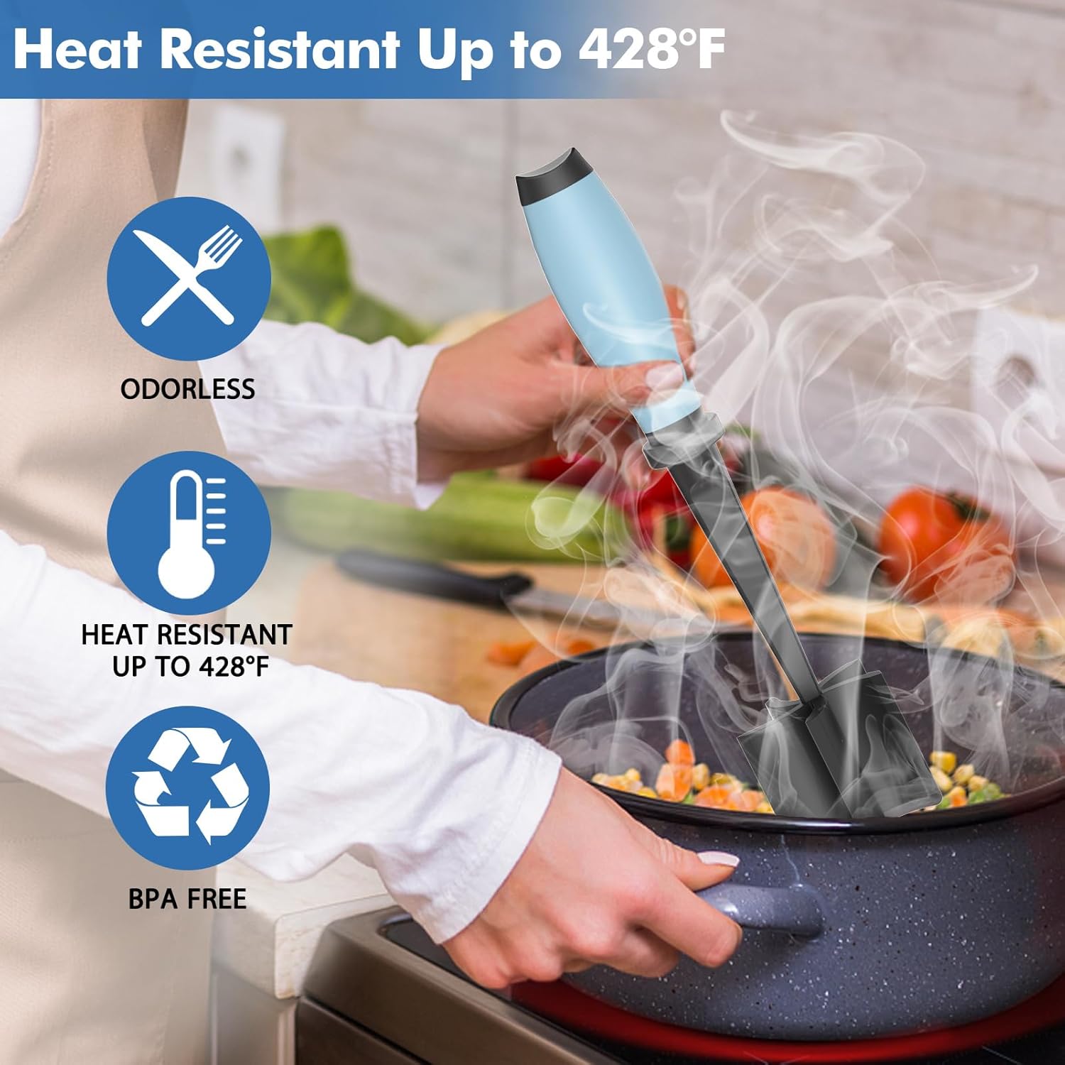 Heat-Resistant Nylon Meat Chopper & Masher (Aqua)